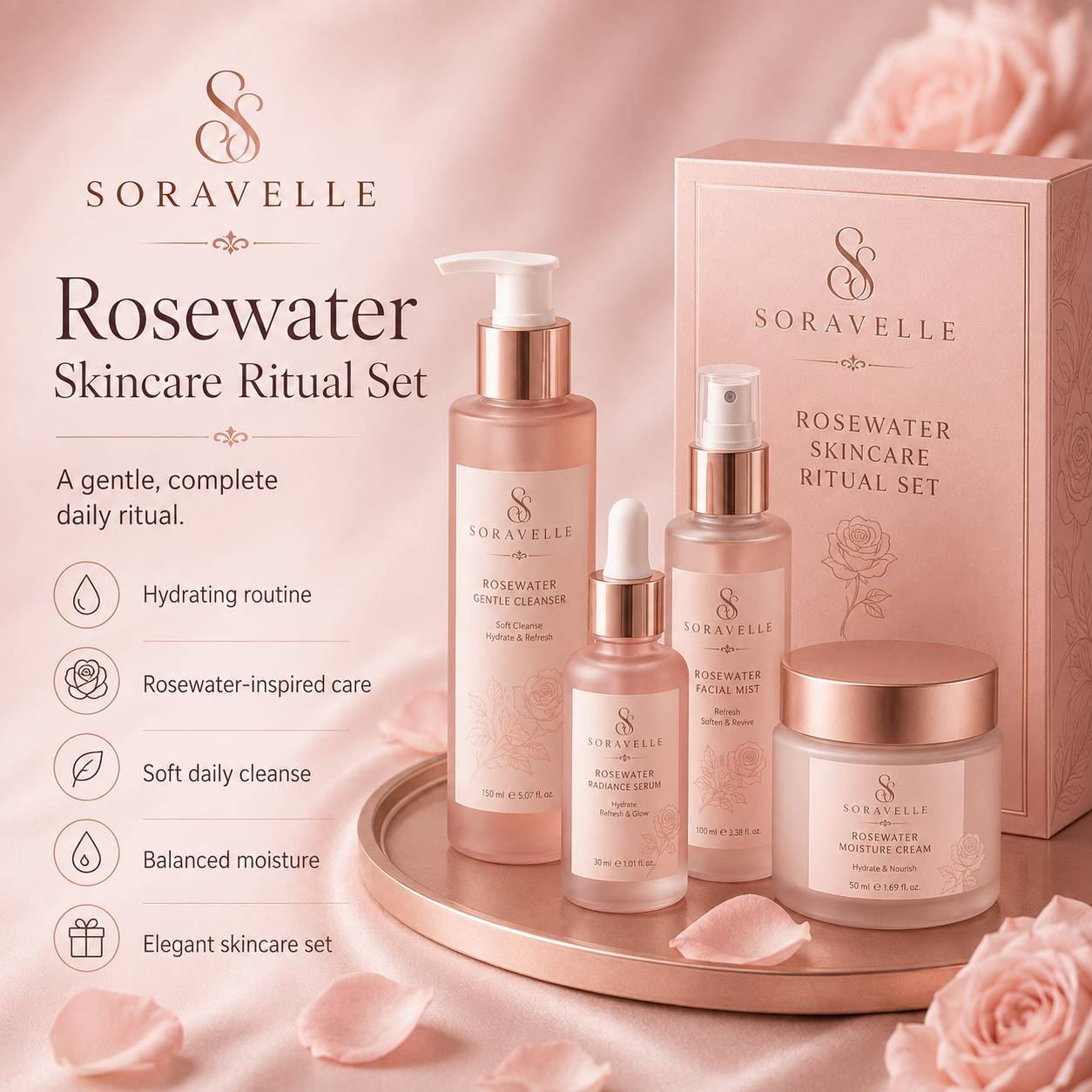 Soravelle Rosewater Skincare Ritual Set